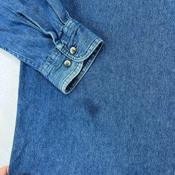 Wrangler Denim Shirt 2XLT Men's Button Up Western Shirt Long Sleeve Medium Wash - Picture 5 of 12